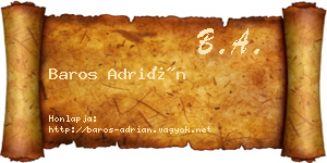 Baros Adrián névjegykártya